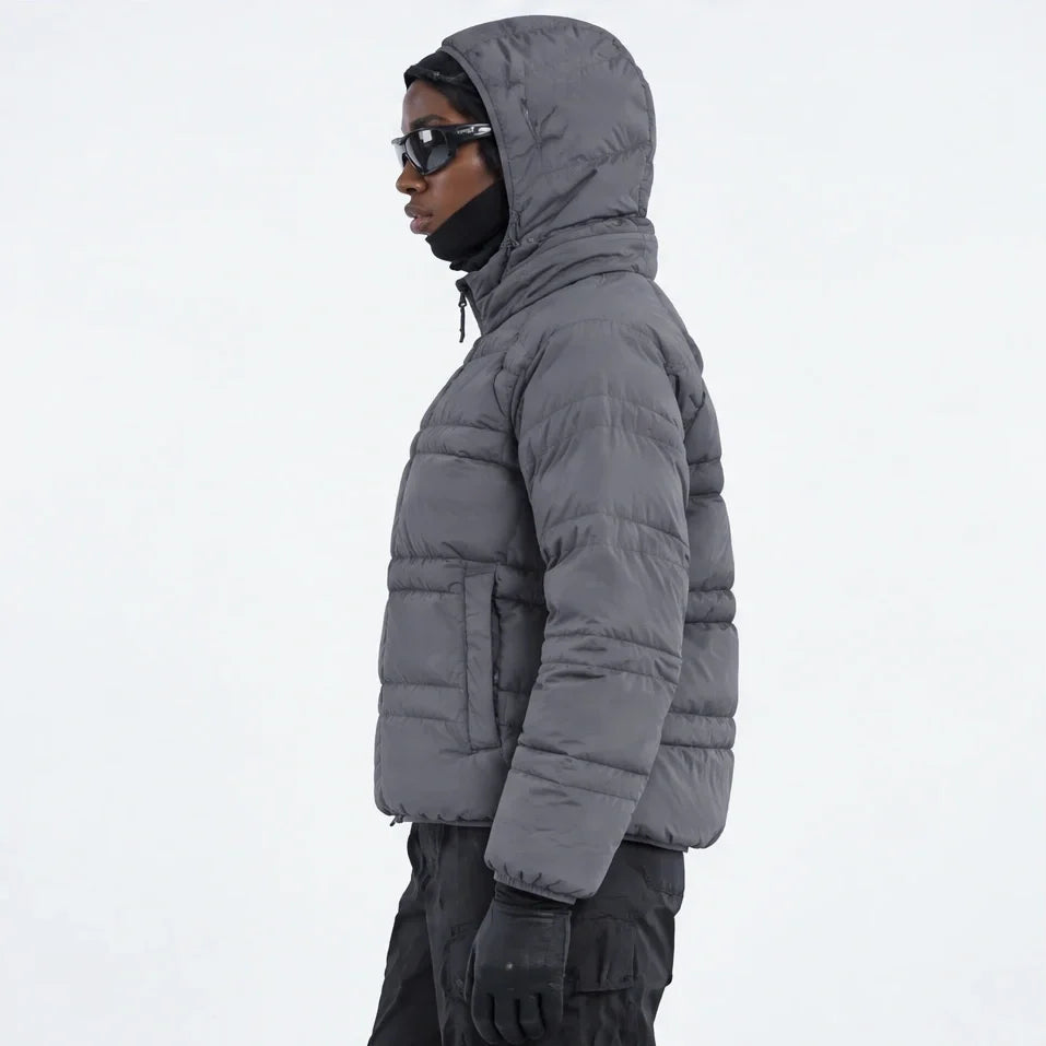 Hail - Unisex Insulated Windproof Hooded Puffer Jacket - Dark Grey