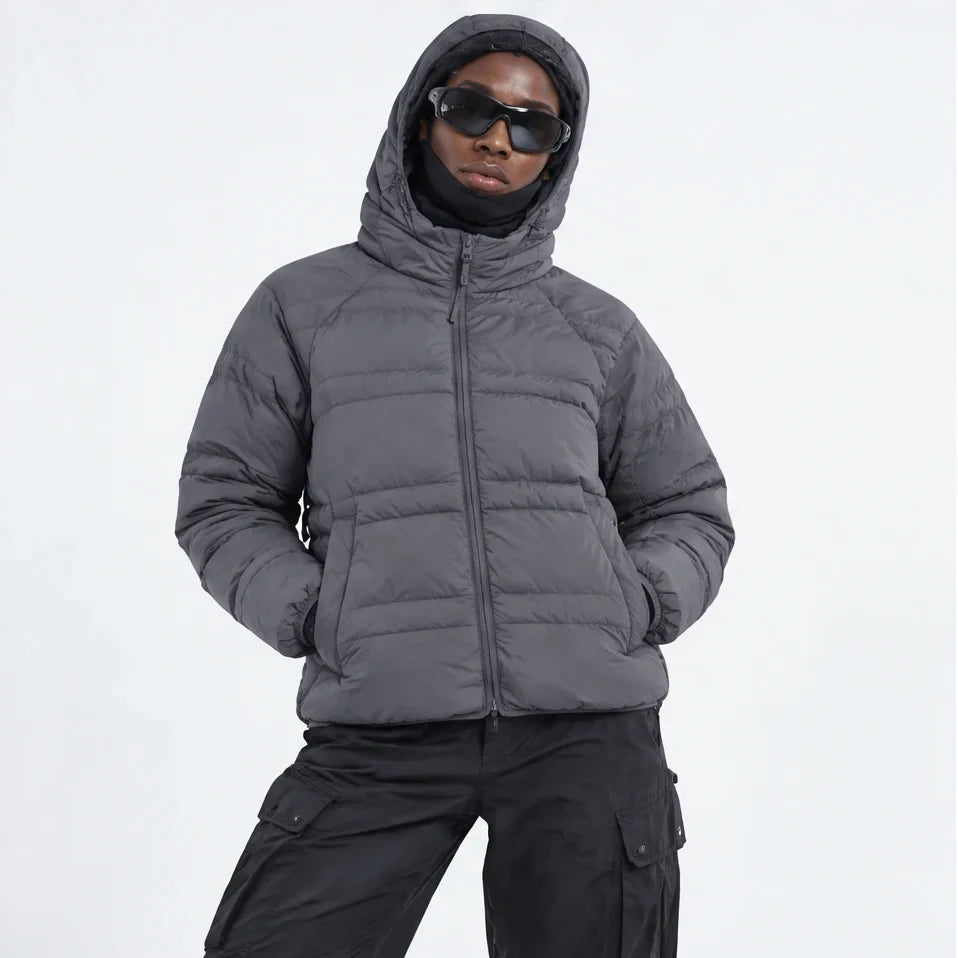 Hail - Unisex Insulated Windproof Hooded Puffer Jacket - Dark Grey