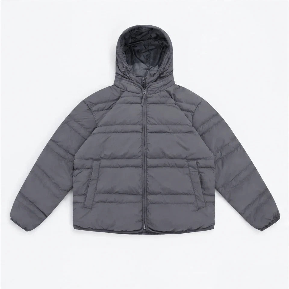 Hail - Unisex Insulated Windproof Hooded Puffer Jacket - Dark Grey