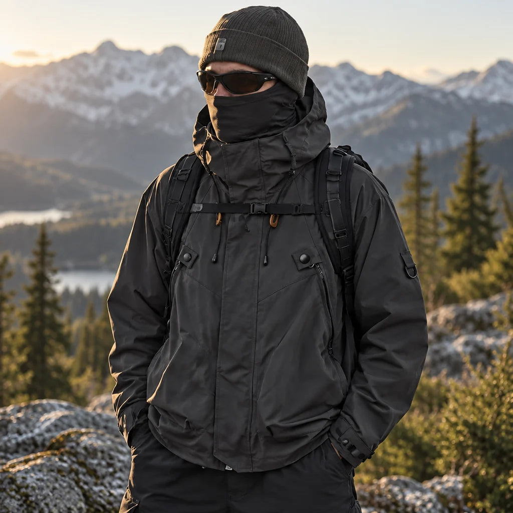 Clag - Mens Water-Repellent & Breathable Hooded Windbreaker - Dark Grey