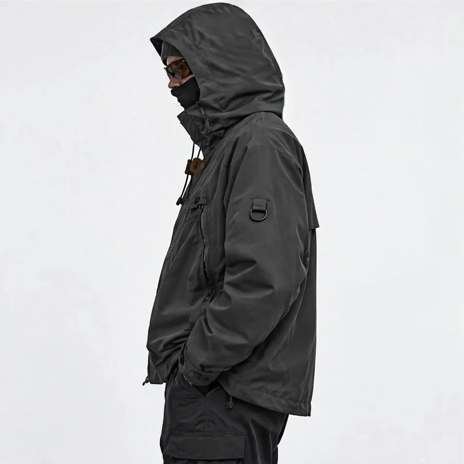Clag - Mens Water-Repellent & Breathable Hooded Windbreaker - Dark Grey