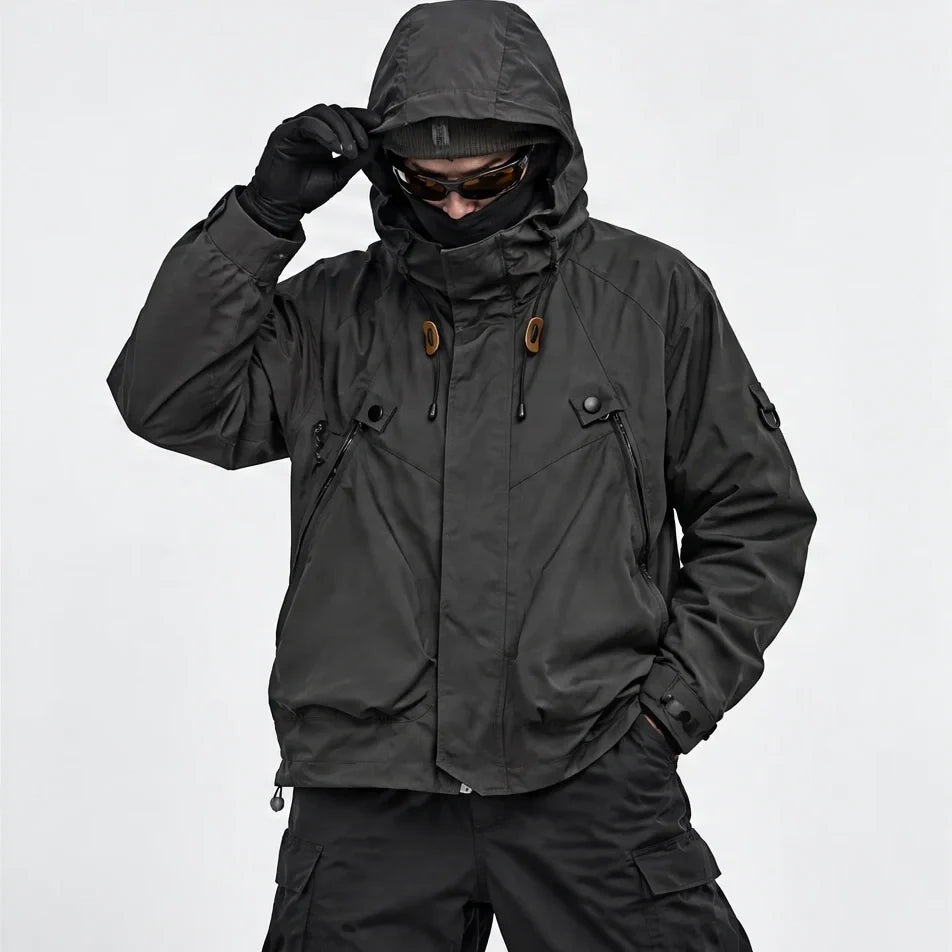 Clag - Mens Water-Repellent & Breathable Hooded Windbreaker - Dark Grey