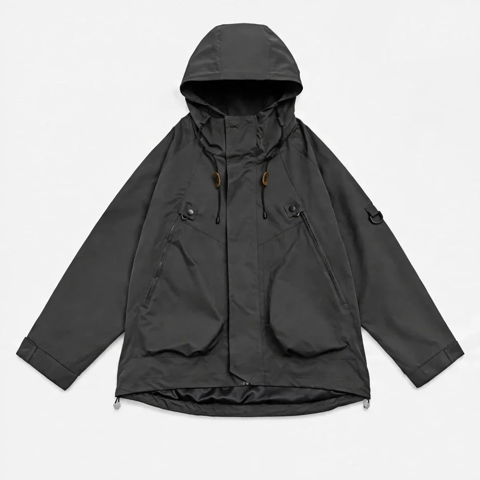 Clag - Mens Water-Repellent & Breathable Hooded Windbreaker - Dark Grey