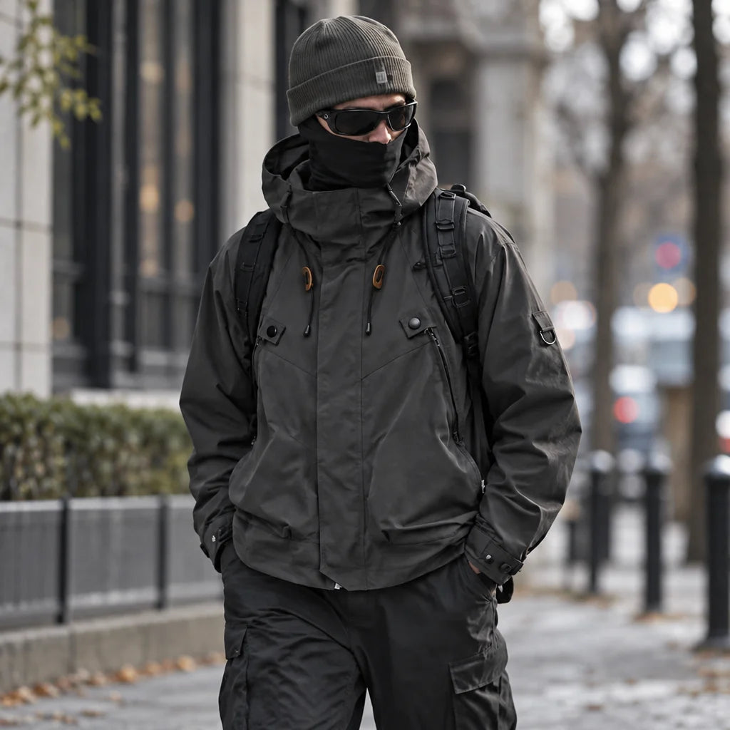 Clag - Mens Water-Repellent & Breathable Hooded Windbreaker - Dark Grey
