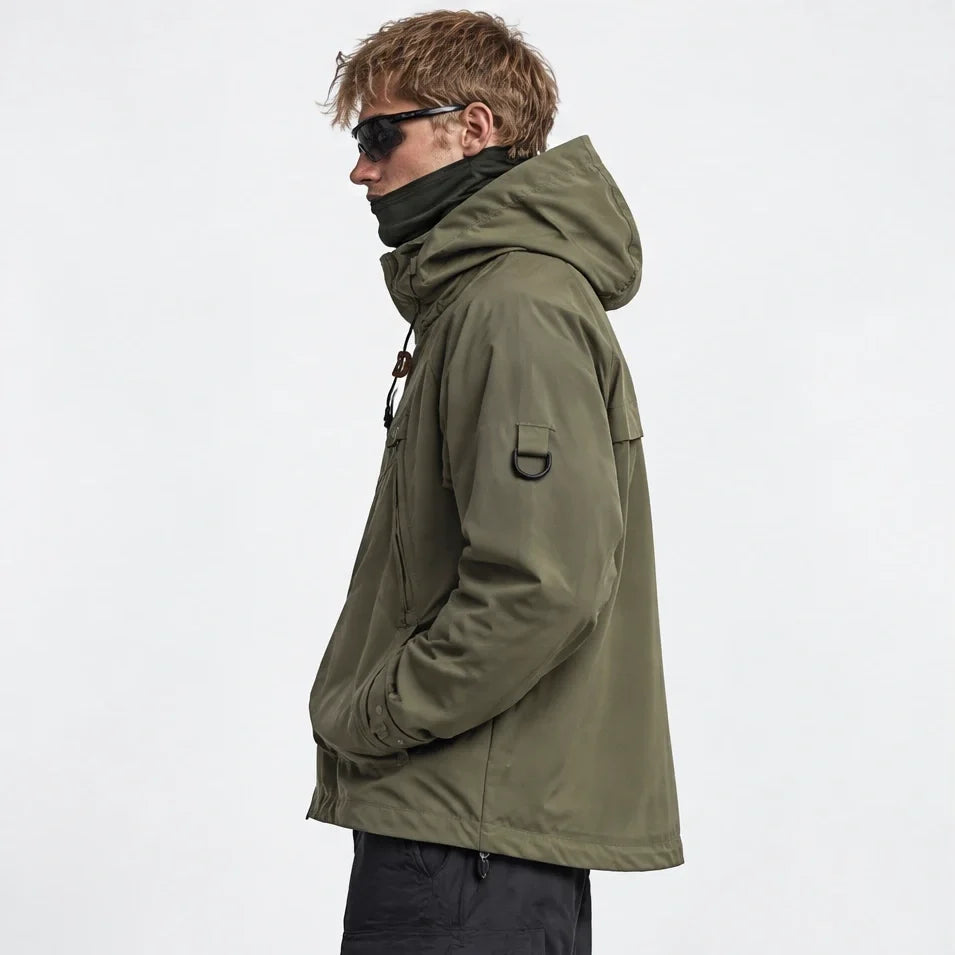 Clag - Mens Water-Repellent & Breathable Hooded Windbreaker - Green