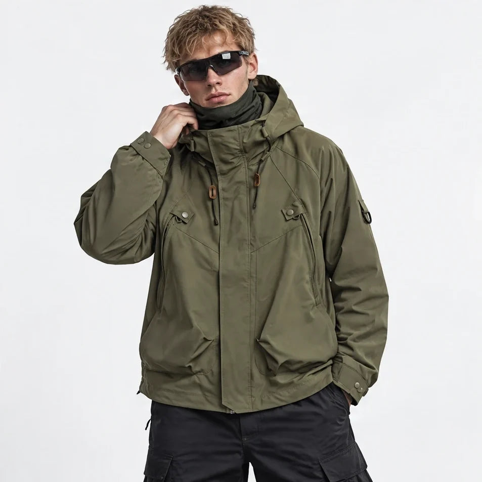 Clag - Mens Water-Repellent & Breathable Hooded Windbreaker - Green