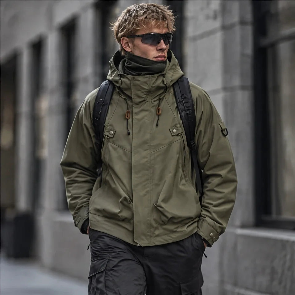 Clag - Mens Water-Repellent & Breathable Hooded Windbreaker - Green