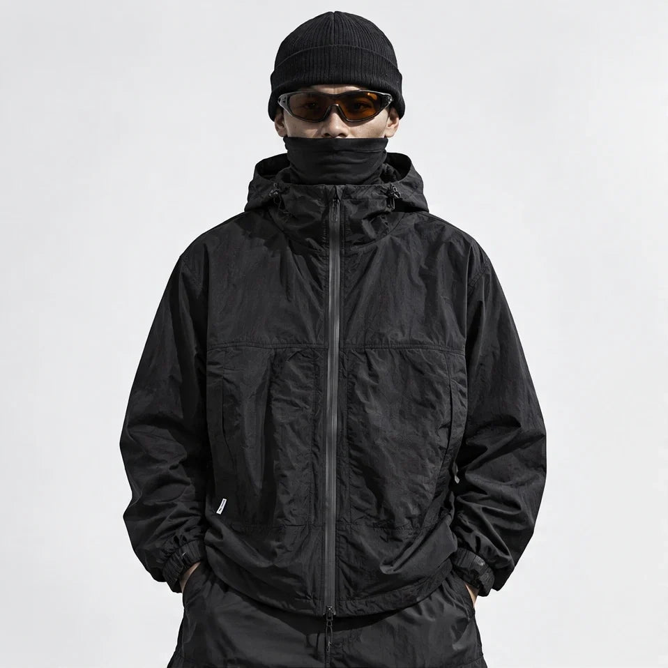 Haze - Mens Water-Repellent & Windproof Hooded Lightweight Jacket - Black