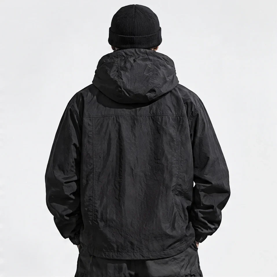 Haze - Mens Water-Repellent & Windproof Hooded Lightweight Jacket - Black