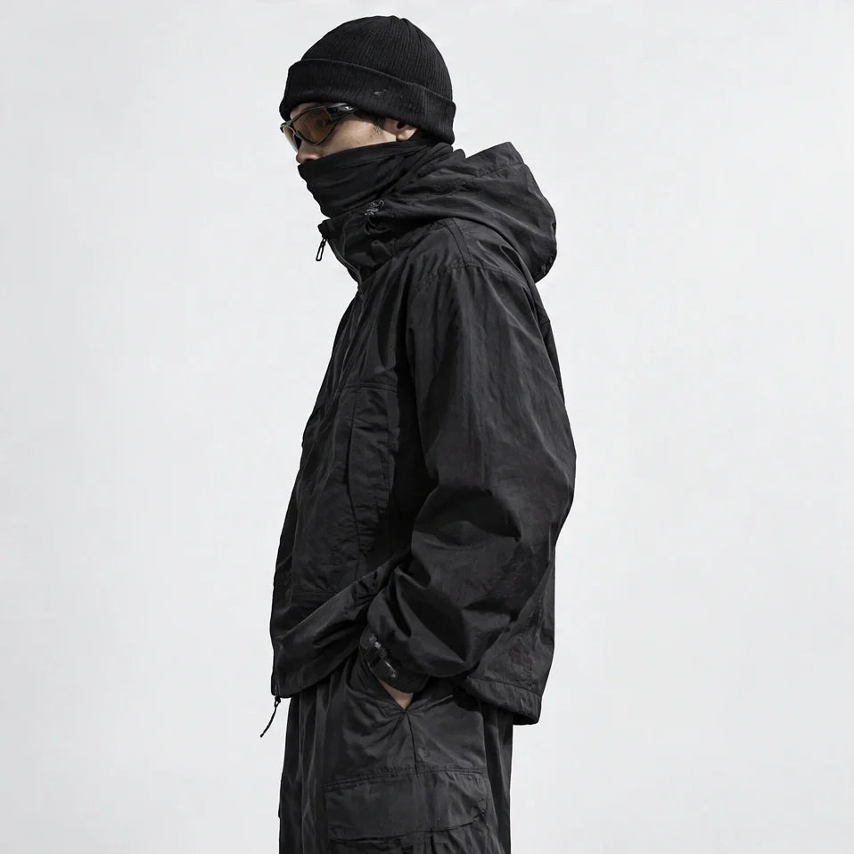 Haze - Mens Water-Repellent & Windproof Hooded Lightweight Jacket - Black