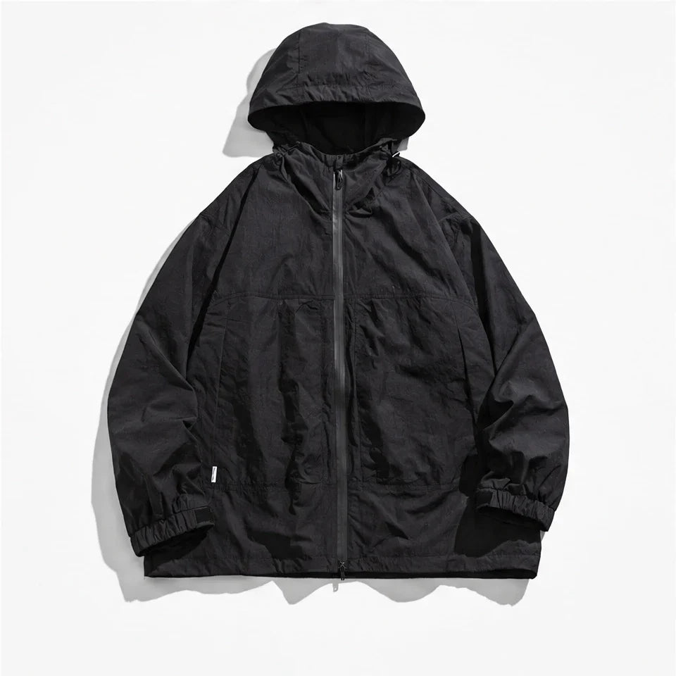 Haze - Mens Water-Repellent & Windproof Hooded Lightweight Jacket - Black