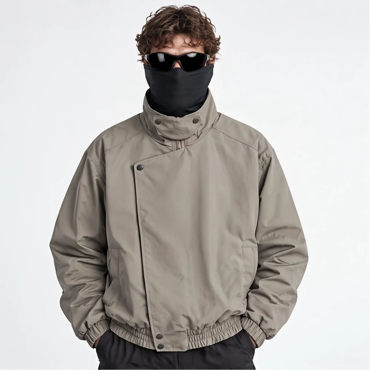 Mist - Mens Water-Repellent & Windproof Stand-Collar Lightweight Jacket - Warm Grey