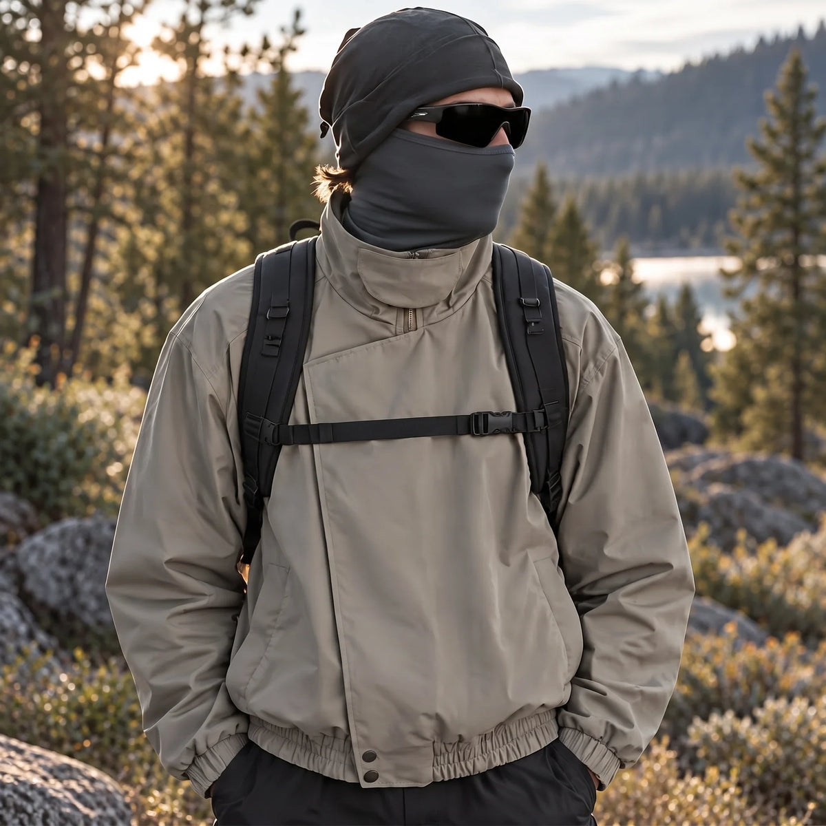 Mist - Mens Water-Repellent & Windproof Stand-Collar Lightweight Jacket - Warm Grey