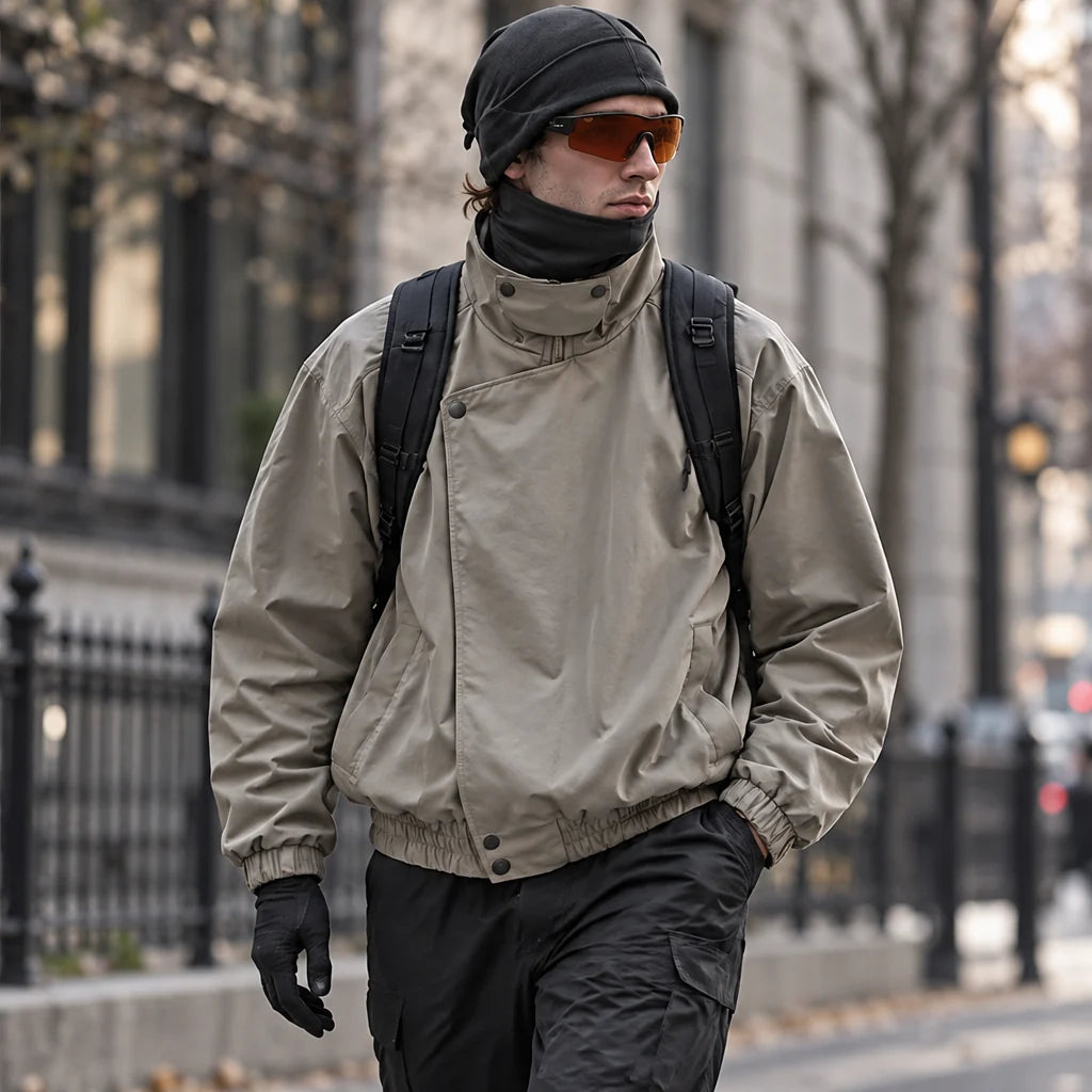Mist - Mens Water-Repellent & Windproof Stand-Collar Lightweight Jacket - Warm Grey
