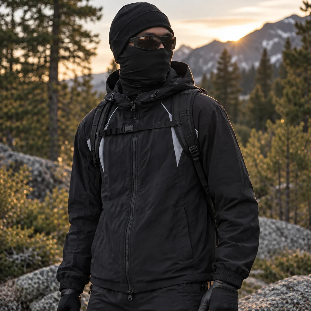 Pall - Mens Water-Repellent & Windproof Colour-Block Lightweight Jacket - Black