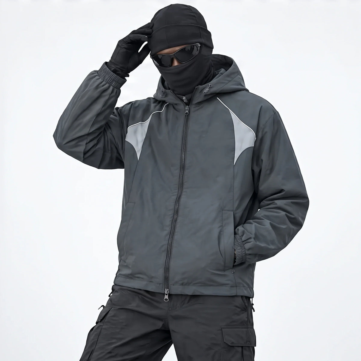 Pall - Mens Water-Repellent & Windproof Colour-Block Lightweight Jacket - Grey Blue