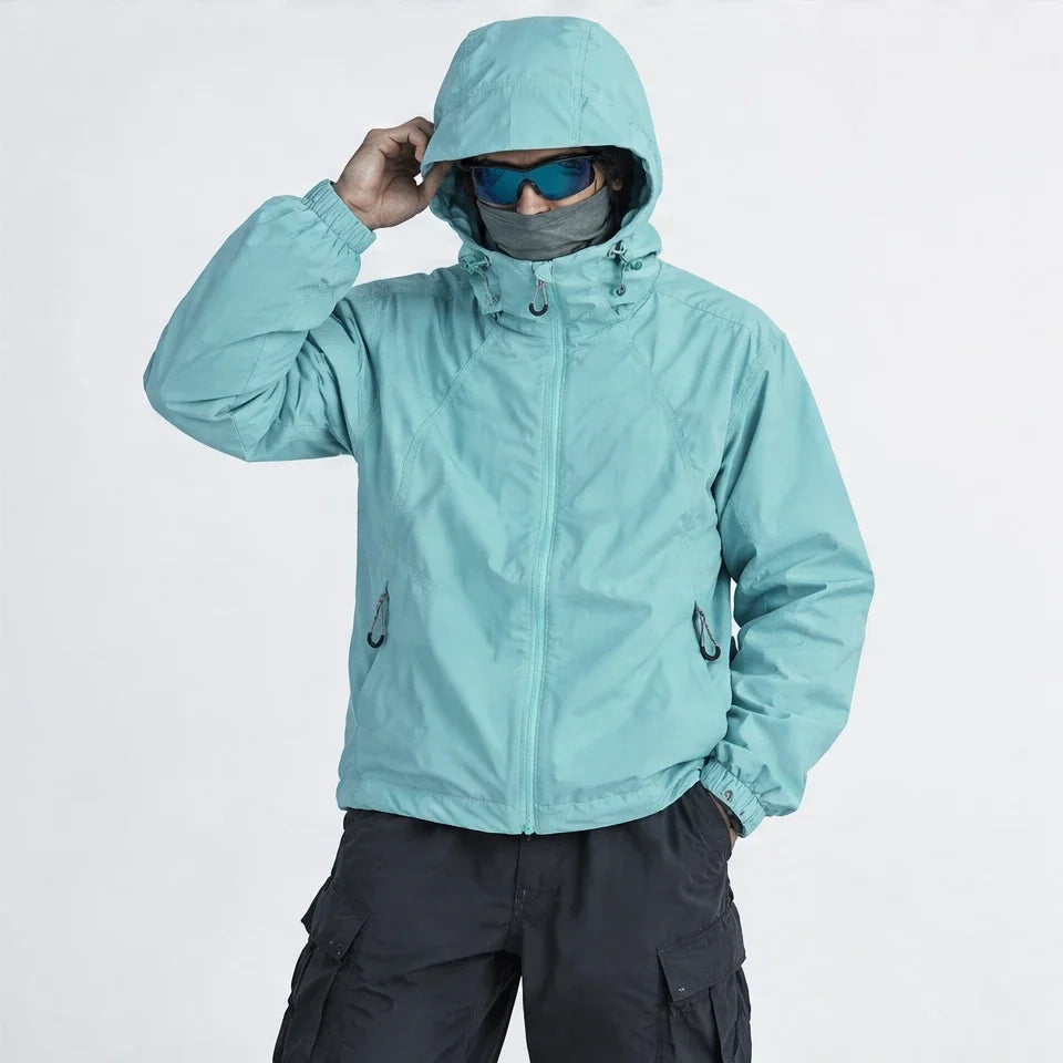 Zephyr - Unisex Water-Repellent & Windproof Hooded Lightweight Jacket - Lake Blue