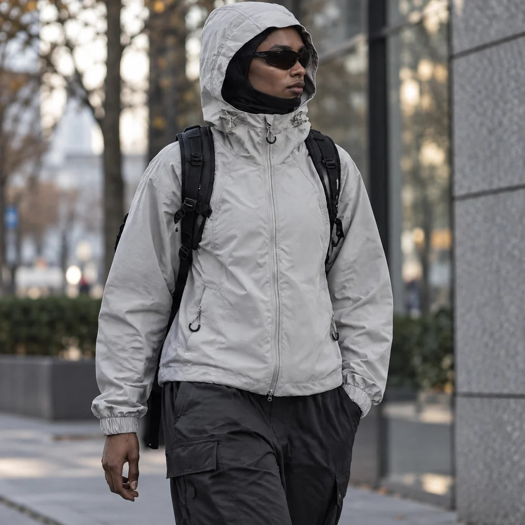 Zephyr - Unisex Water-Repellent & Windproof Hooded Lightweight Jacket - Light Grey