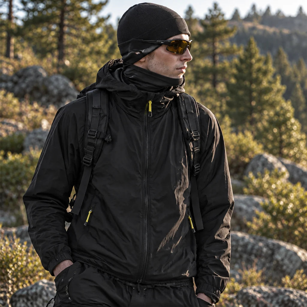 Virga - Unisex Water-Repellent & Windproof Mesh-Vent Lightweight Jacket - Black