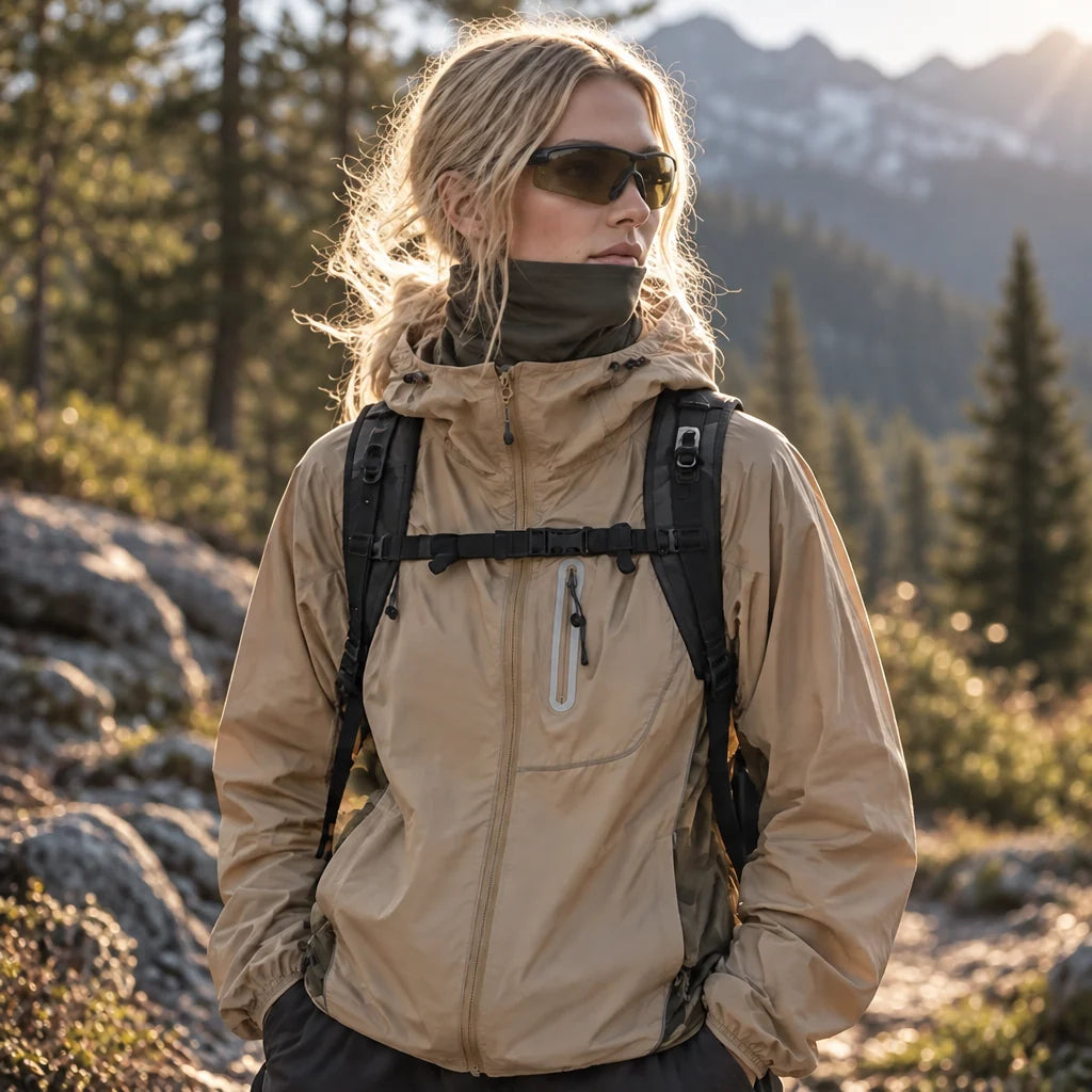 Cirrus - Unisex Water-Repellent & Windproof Reflective Lightweight Jacket - Khaki
