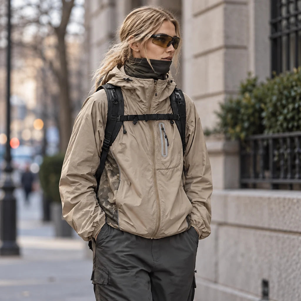 Cirrus - Unisex Water-Repellent & Windproof Reflective Lightweight Jacket - Khaki