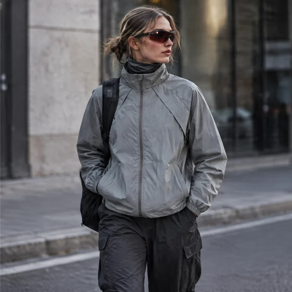 Brume - Unisex Water-Repellent & Windproof Stand-Collar Lightweight Jacket - Dark Grey