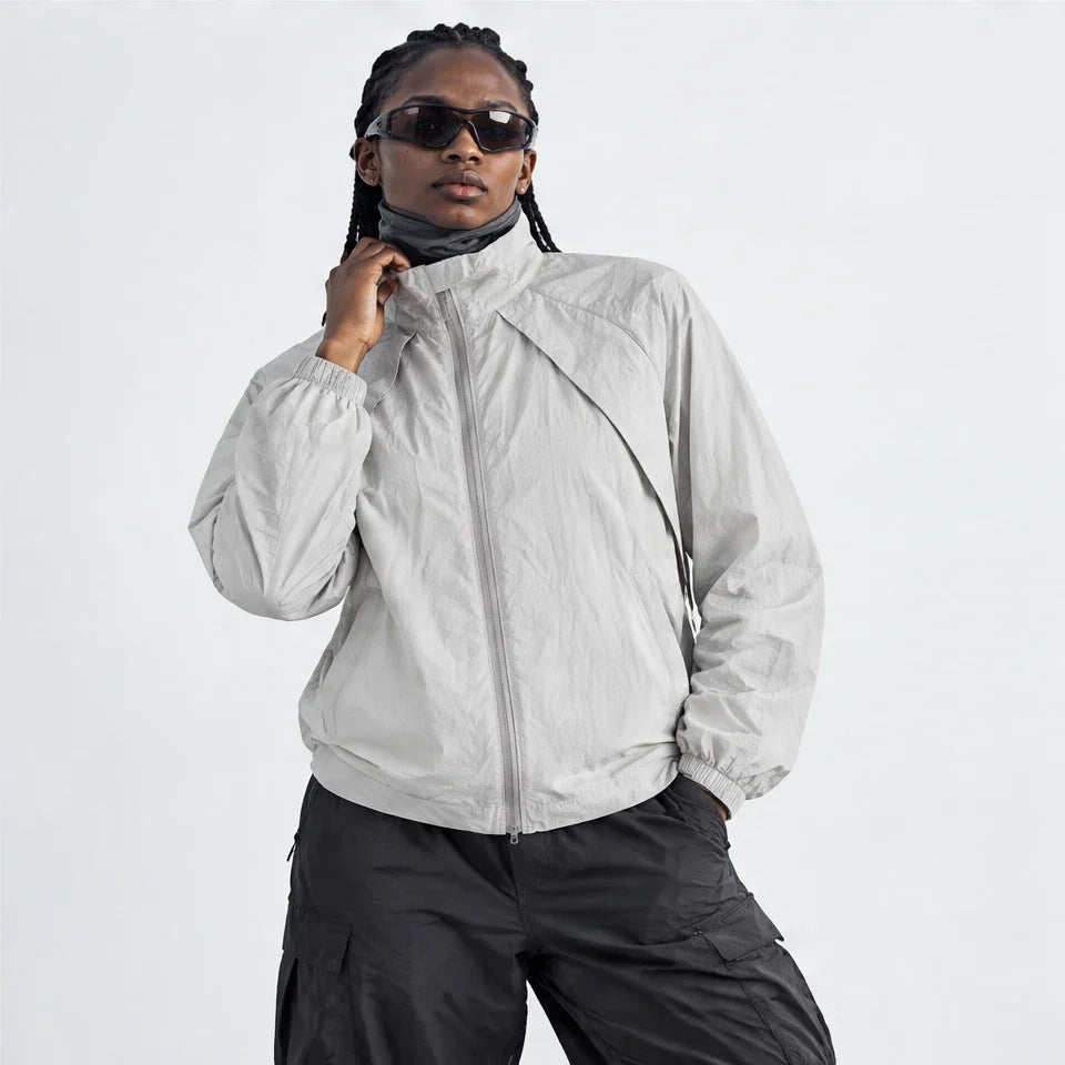 Brume - Unisex Water-Repellent & Windproof Stand-Collar Lightweight Jacket - Light Grey
