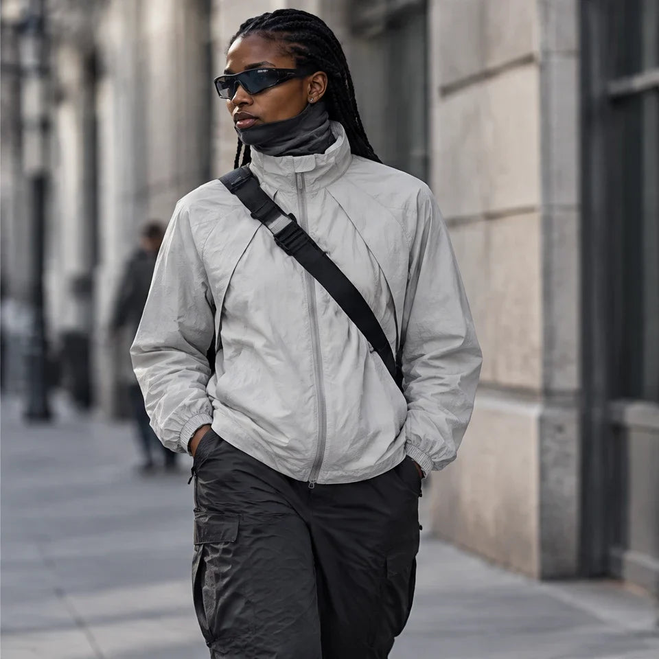 Brume - Unisex Water-Repellent & Windproof Stand-Collar Lightweight Jacket - Light Grey
