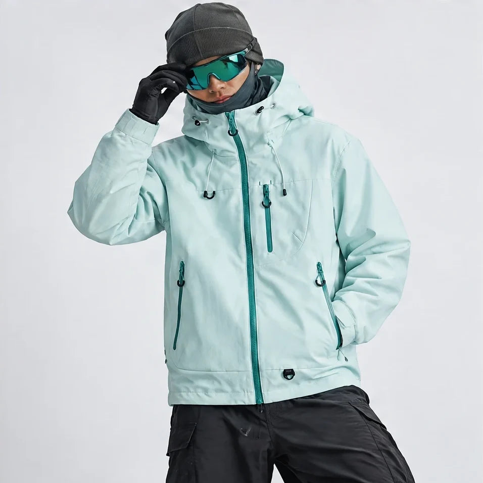 Fohn - Mens Water-Repellent & Windproof Hooded Lightweight Jacket - Light Blue