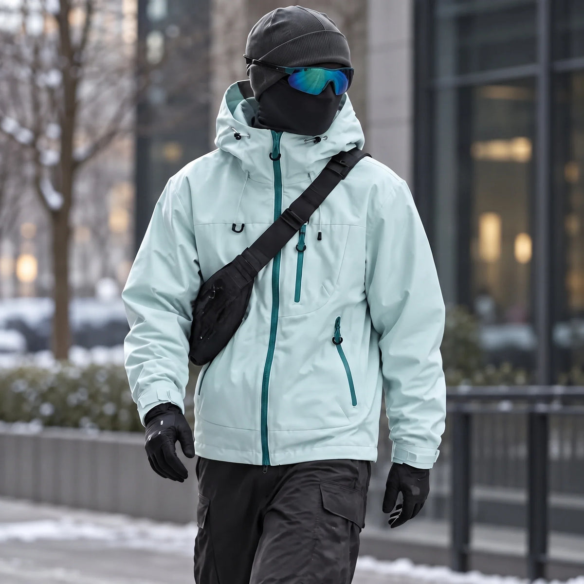 Fohn - Mens Water-Repellent & Windproof Hooded Lightweight Jacket - Light Blue