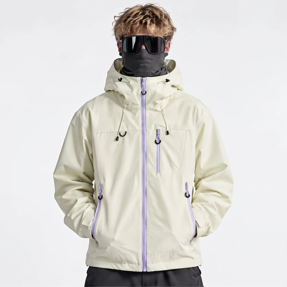 Fohn - Mens Water-Repellent & Windproof Hooded Lightweight Jacket - Off-white
