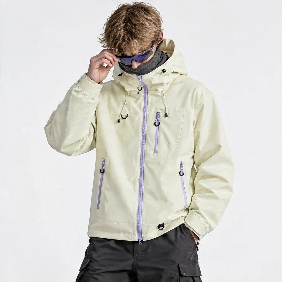 Fohn - Mens Water-Repellent & Windproof Hooded Lightweight Jacket - Off-white