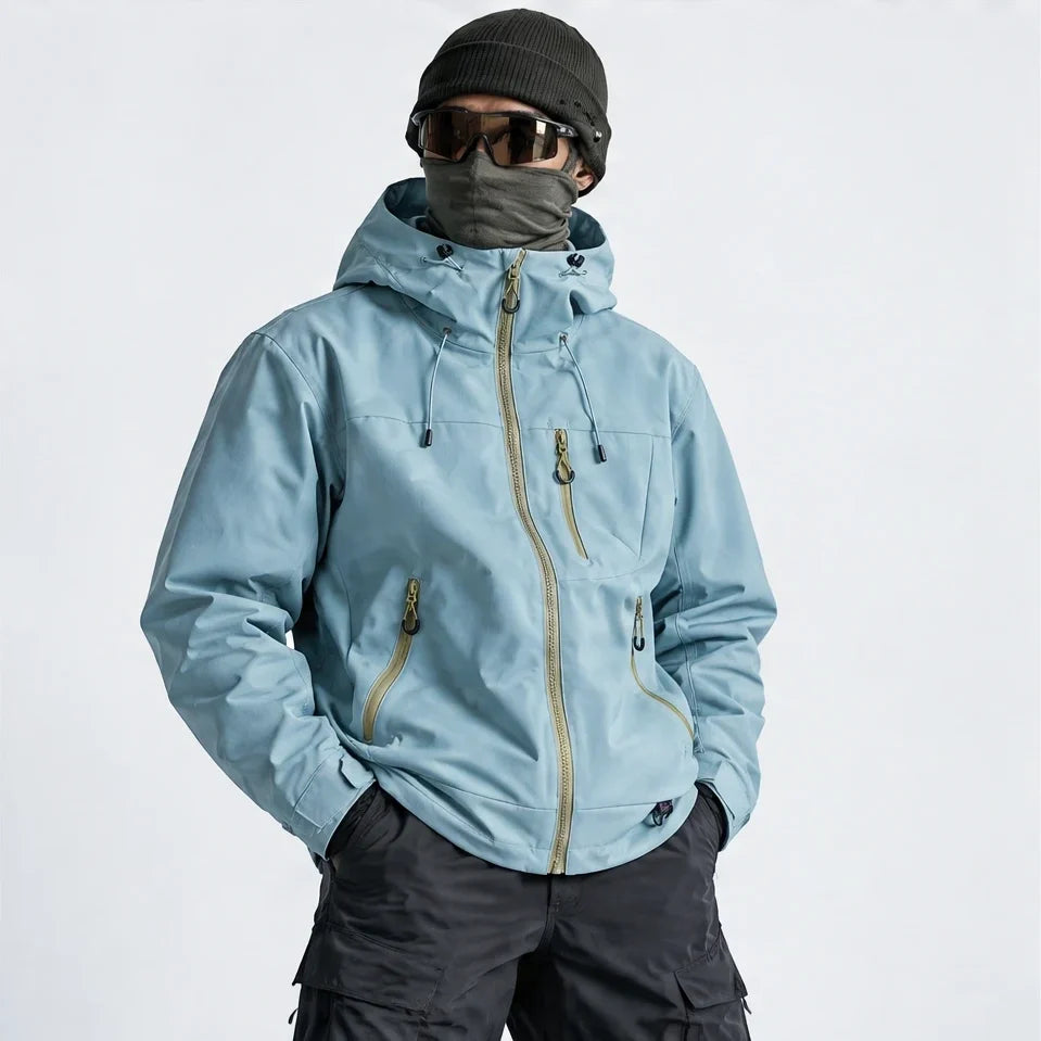 Fohn - Mens Water-Repellent & Windproof Hooded Lightweight Jacket - Peacock Blue