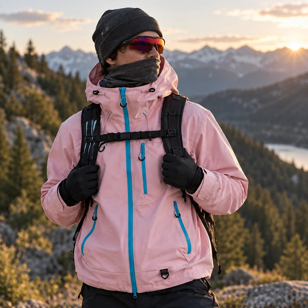 Fohn - Mens Water-Repellent & Windproof Hooded Lightweight Jacket - Pink
