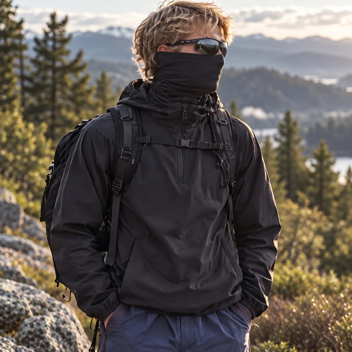 Hoar - Unisex Water-Repellent & Windproof Hooded Lightweight Jacket - Black