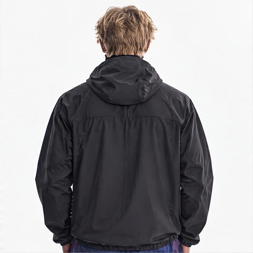 Hoar - Unisex Water-Repellent & Windproof Hooded Lightweight Jacket - Black