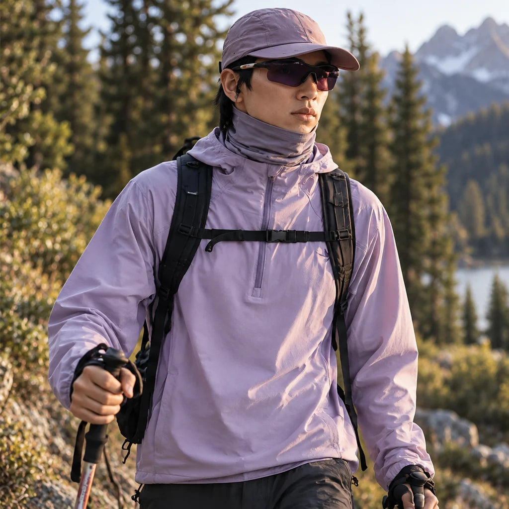 Hoar - Unisex Water-Repellent & Windproof Hooded Lightweight Jacket - Light purple