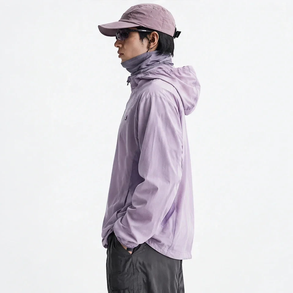 Hoar - Unisex Water-Repellent & Windproof Hooded Lightweight Jacket - Light purple