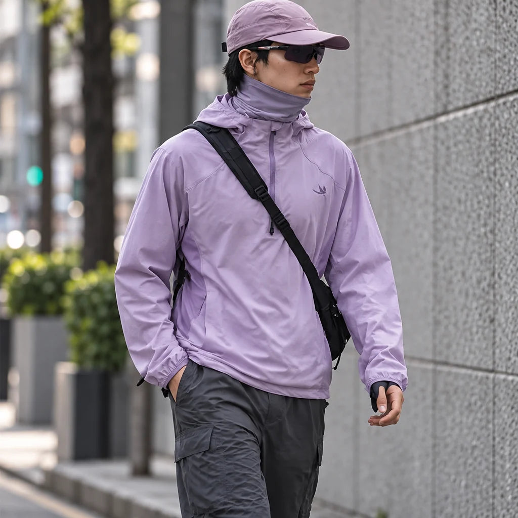 Hoar - Unisex Water-Repellent & Windproof Hooded Lightweight Jacket - Light purple