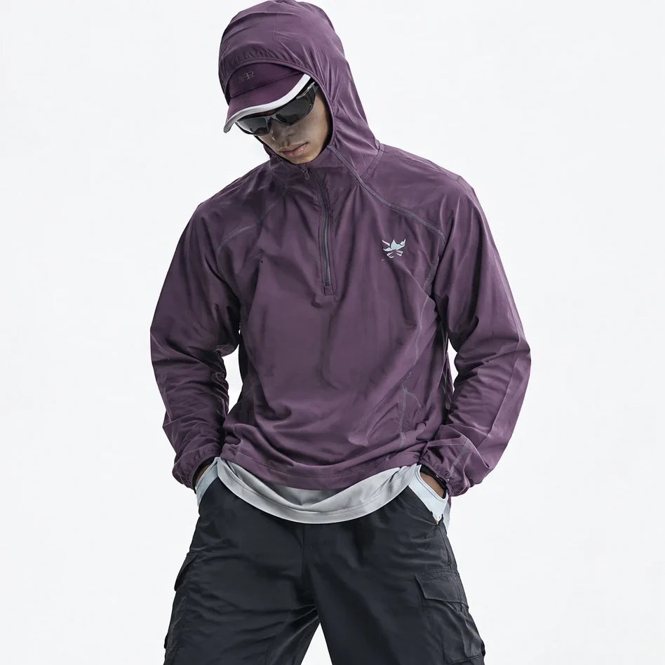 Hoar - Unisex Water-Repellent & Windproof Hooded Lightweight Jacket - Purple Smoke
