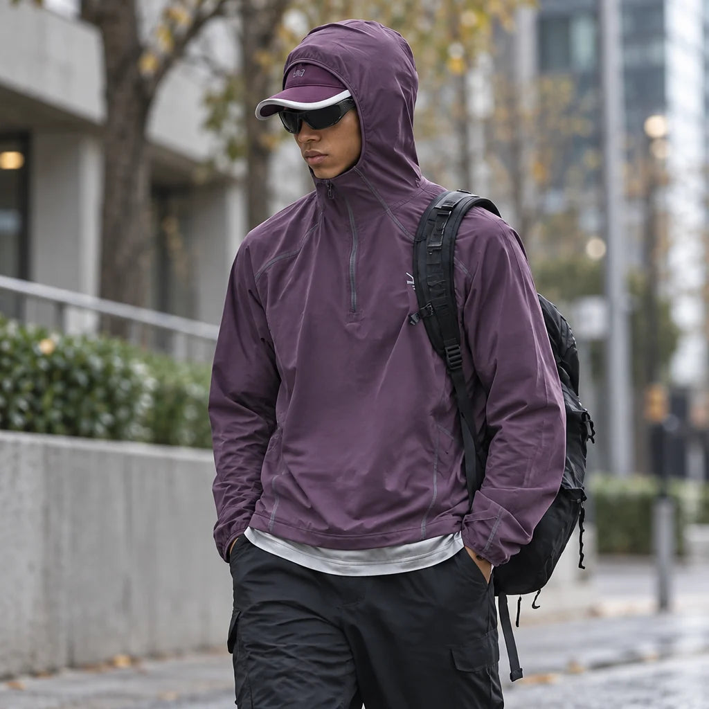 Hoar - Unisex Water-Repellent & Windproof Hooded Lightweight Jacket - Purple Smoke