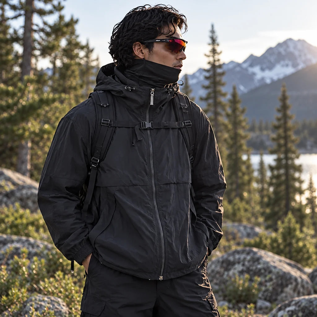 Flurry - Unisex Water-Repellent & Windproof Hooded Lightweight Jacket - Black