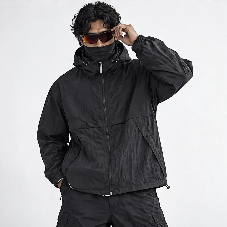 Flurry - Unisex Water-Repellent & Windproof Hooded Lightweight Jacket - Black