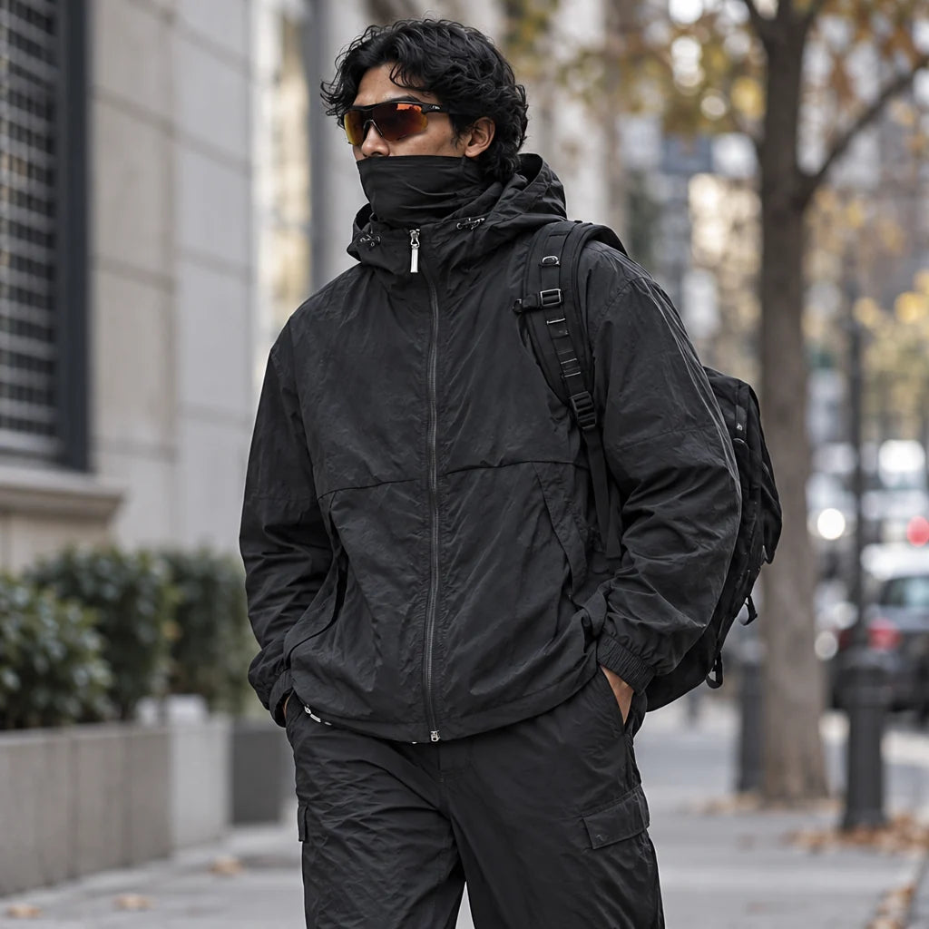 Flurry - Unisex Water-Repellent & Windproof Hooded Lightweight Jacket - Black