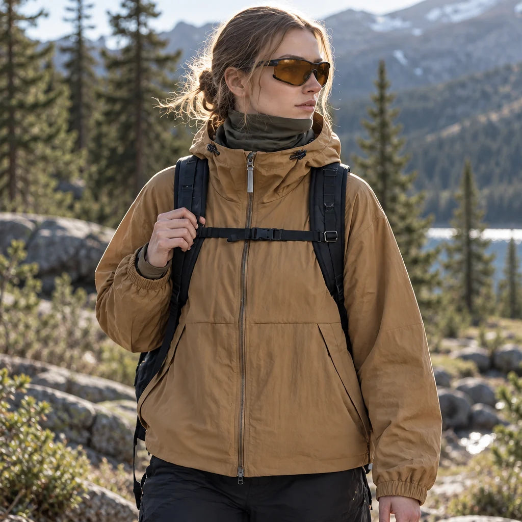 Flurry - Unisex Water-Repellent & Windproof Hooded Lightweight Jacket - Camel