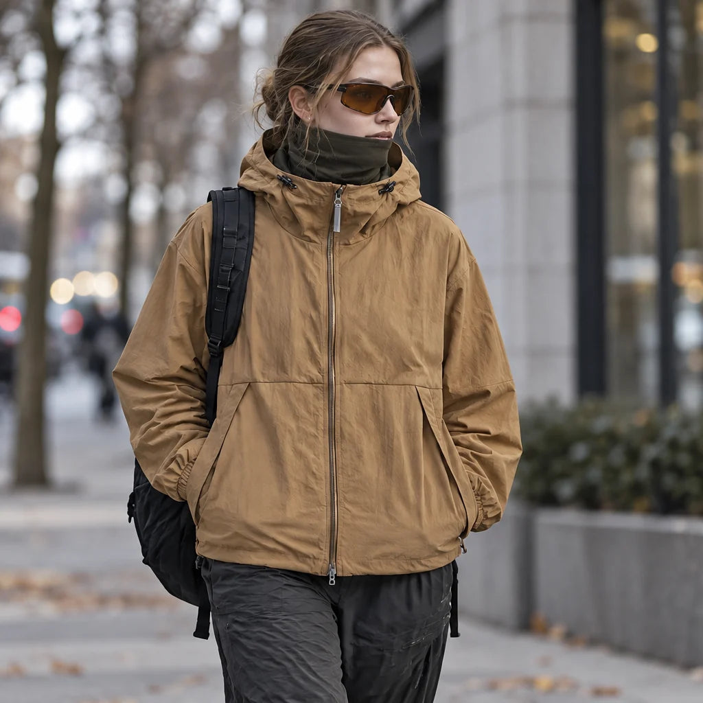 Flurry - Unisex Water-Repellent & Windproof Hooded Lightweight Jacket - Camel