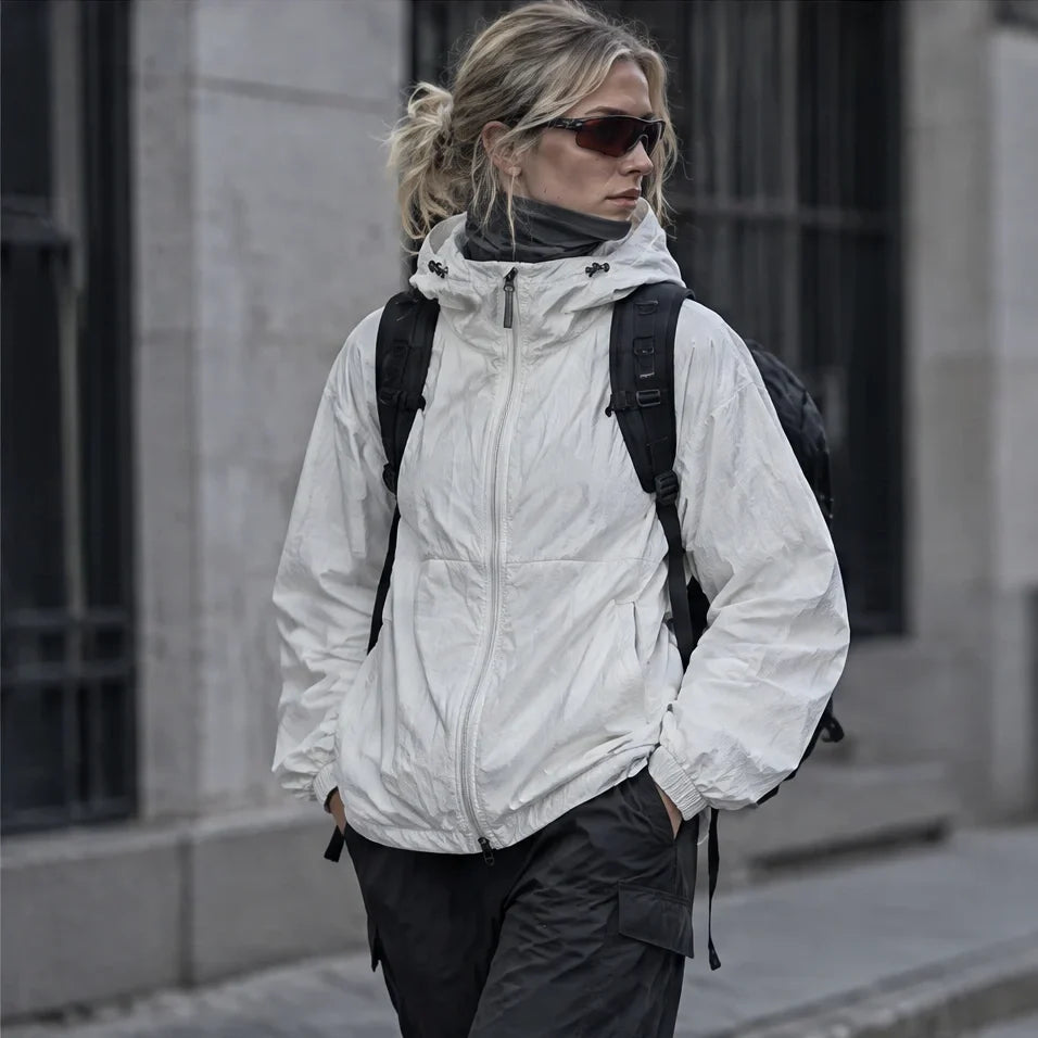 Flurry - Unisex Water-Repellent & Windproof Hooded Lightweight Jacket - White