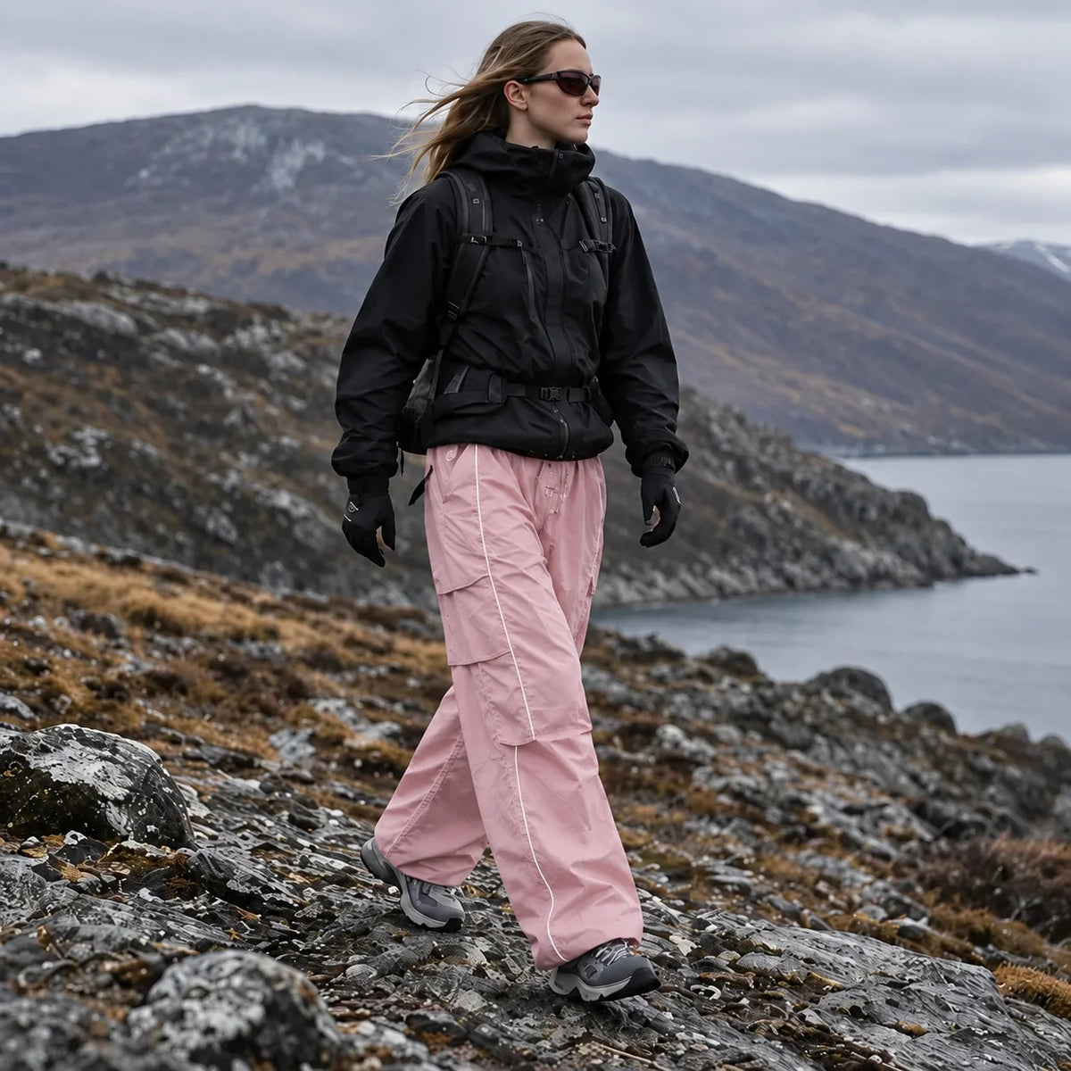 Brow - Unisex Water-Repellent & Quick-Dry Wide-Leg Hiking Trousers - Pink
