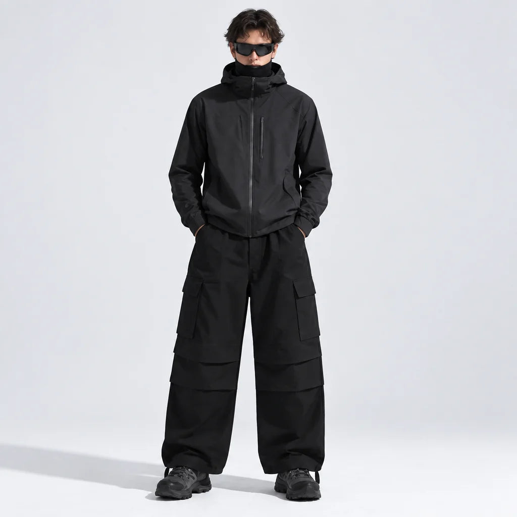 Bise - Unisex Quick-Dry Windproof & Wide-Leg Waterproof Trousers - Black