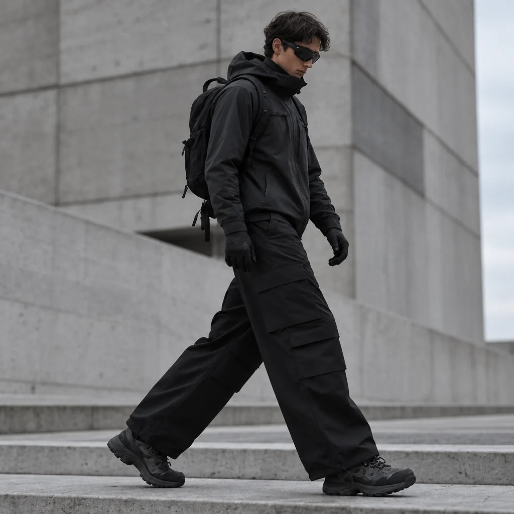 Bise - Unisex Quick-Dry Windproof & Wide-Leg Waterproof Trousers - Black